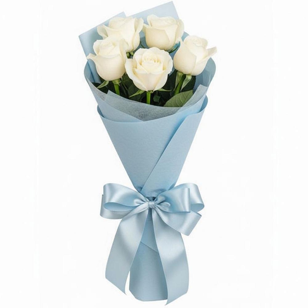 Букет 5 Белых роз Проуд в Бородках