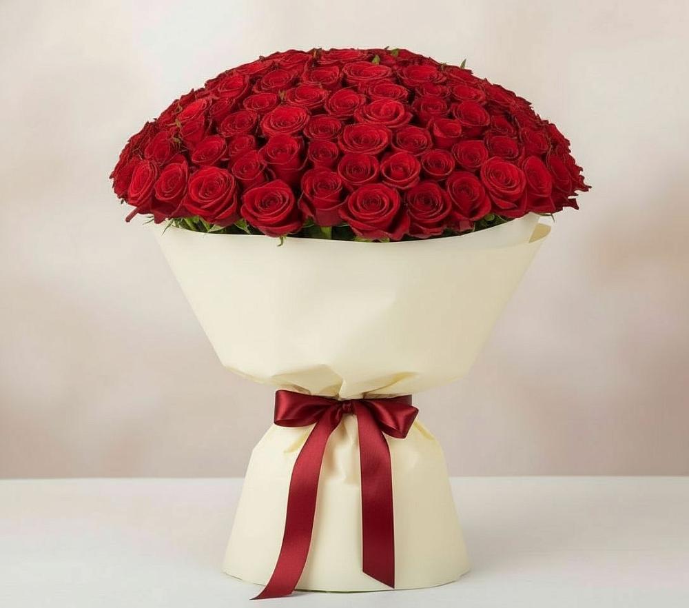 Букет 101 Красная роза Милано в Бородках