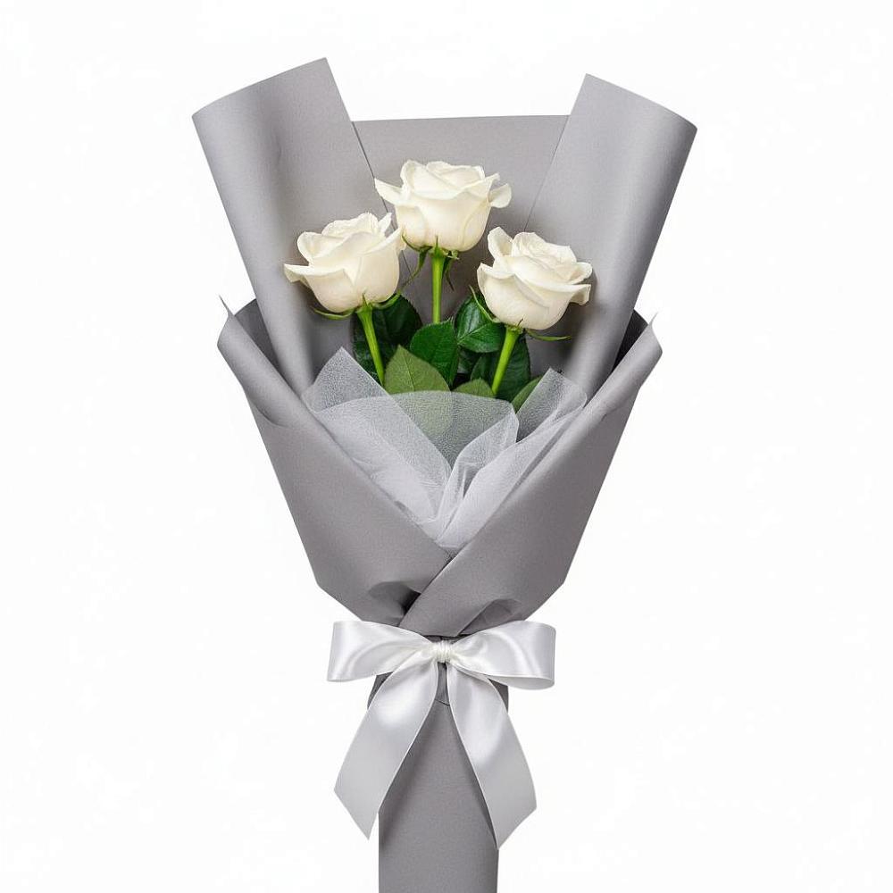 Букет 3 белые розы в Бородках