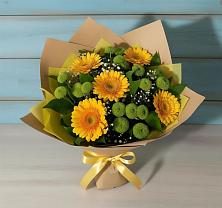 Букет цветов из:  Герберы и Хризантемы в Бородках