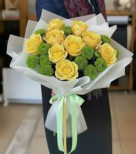 Букет цветов из:  Хризантемы и Розы #REPLACE_PRED# Бородках