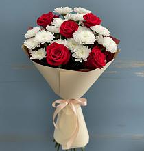 Букет цветов из:  Розы и Хризантемы в Бородках