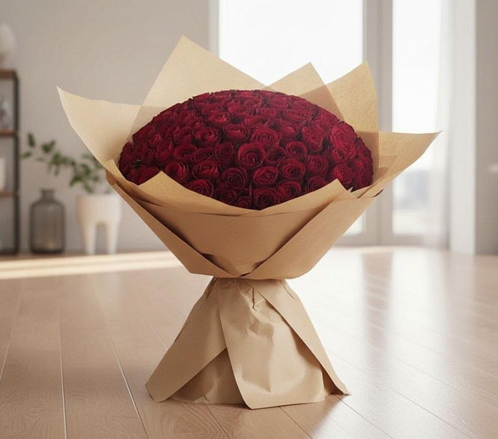 Букет 101 Красная роза в Бородках