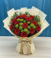 Букет цветов из:  Розы и Хризантемы #REPLACE_PRED# Бородках